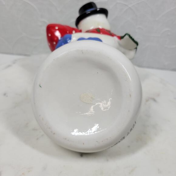 VTG Snowman Lot Yankee Candle Jar Light Holder Couple Hinged Trinket Box 1999 - Picture 10 of 16